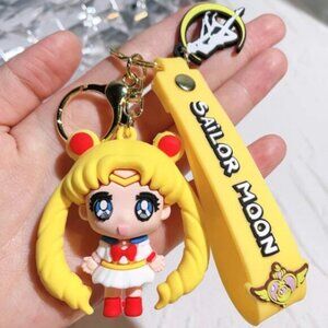 Sailor Moon & Pokemon Keychain Gold-Tone Charm Wristlet 2 Pcs